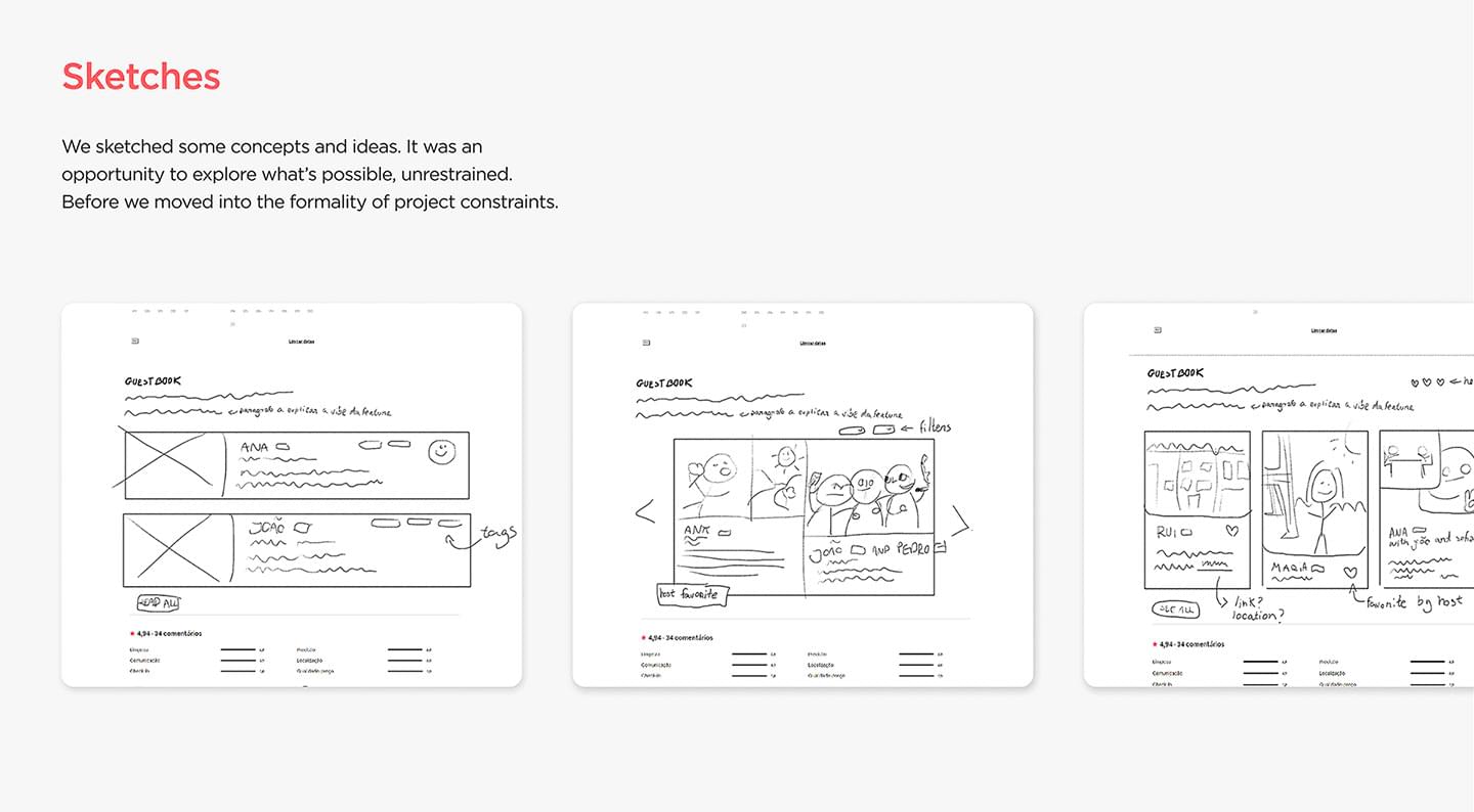 Three desktop sketches of the new feature